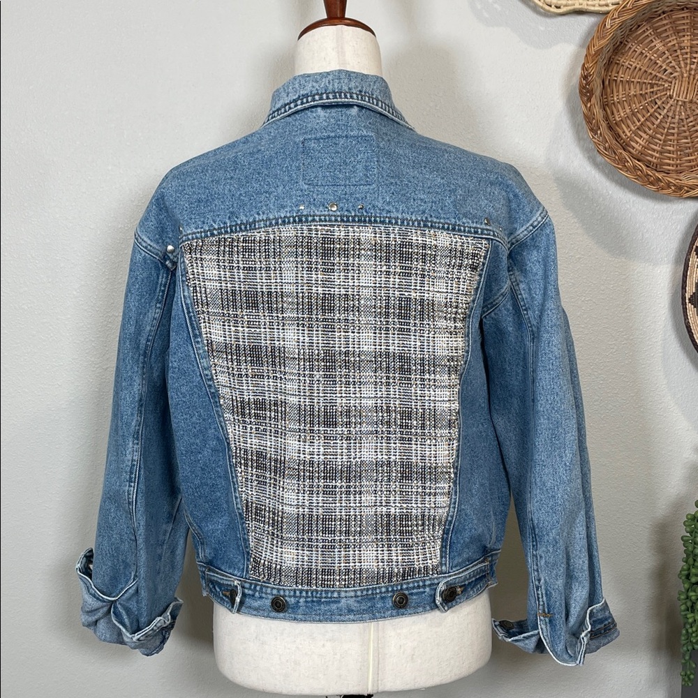 Vintage Jay Jacobs Embellished Upcycled 80s Trucker Denim Jean Jacket Size Small
